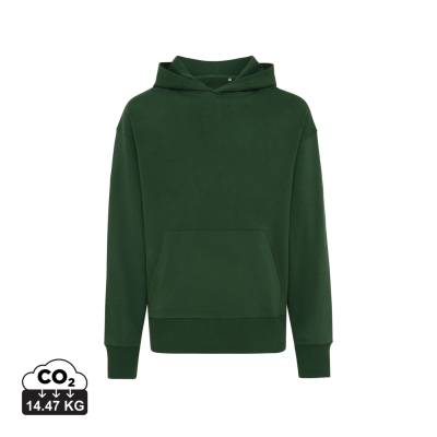 Picture of IQONIQ YOHO RECYCLED COTTON RELAXED HOODED HOODY in Forest Green.