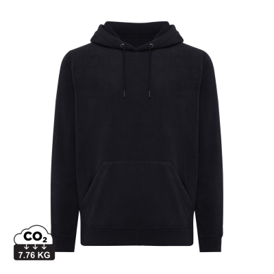 Picture of IQONIQ TRIVOR RECYCLED POLYESTER MICROFLEECE HOODED HOODY in Black.