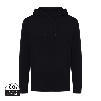 Picture of IQONIQ RILA LIGHTWEIGHT RECYCLED COTTON HOODED HOODY in Black.