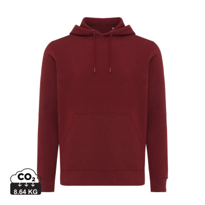 Picture of IQONIQ RILA LIGHTWEIGHT RECYCLED COTTON HOODED HOODY in Burgundy.