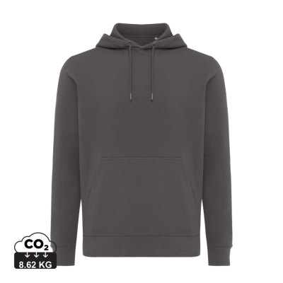 Picture of IQONIQ RILA LIGHTWEIGHT RECYCLED COTTON HOODED HOODY in Anthracite Grey.