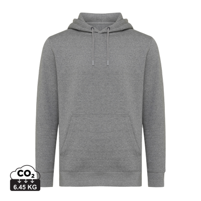 Picture of IQONIQ RILA LIGHTWEIGHT RECYCLED COTTON HOODED HOODY in Light Heather Anthracite Grey.
