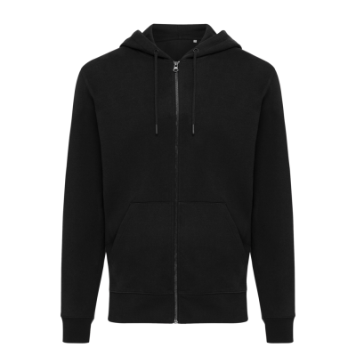 Picture of IQONIQ ABISKO RECYCLED COTTON ZIP THROUGH HOODED HOODY in Black
