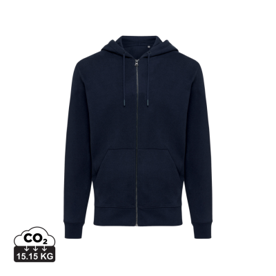 Picture of IQONIQ ABISKO RECYCLED COTTON ZIP THROUGH HOODED HOODY in Navy