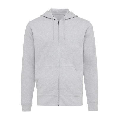 Picture of IQONIQ ABISKO RECYCLED COTTON ZIP THROUGH HOODED HOODY in Heather Grey.