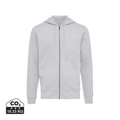 Picture of IQONIQ ABISKO RECYCLED COTTON ZIP THROUGH HOODED HOODY in Heather Grey.