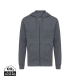 Picture of IQONIQ ABISKO RECYCLED COTTON ZIP THROUGH HOODED HOODY in Heather Anthracite Grey