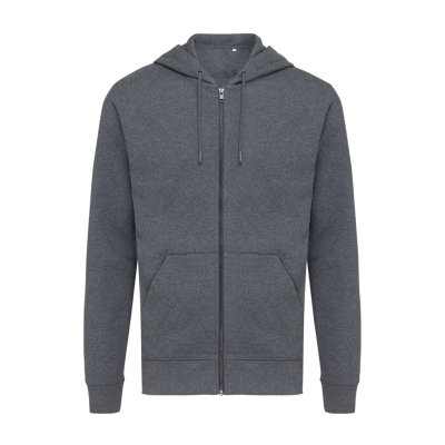 Picture of IQONIQ ABISKO RECYCLED COTTON ZIP THROUGH HOODED HOODY in Heather Anthracite