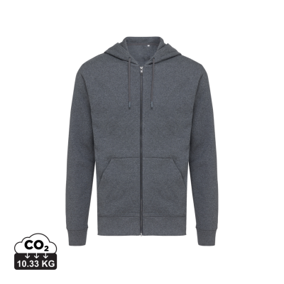 Picture of IQONIQ ABISKO RECYCLED COTTON ZIP THROUGH HOODED HOODY in Heather Anthracite