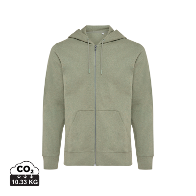 Picture of IQONIQ ABISKO RECYCLED COTTON ZIP THROUGH HOODED HOODY in Heather Green