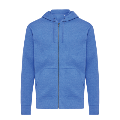 Picture of IQONIQ ABISKO RECYCLED COTTON ZIP THROUGH HOODED HOODY in Heather Blue