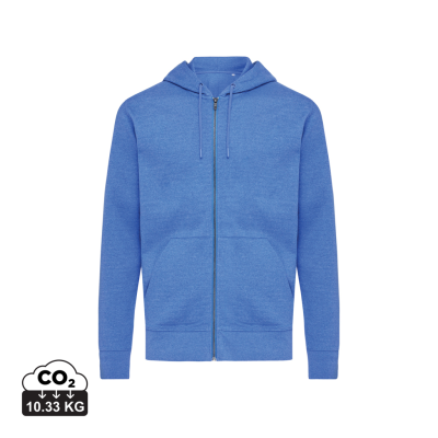 Picture of IQONIQ ABISKO RECYCLED COTTON ZIP THROUGH HOODED HOODY in Heather Blue