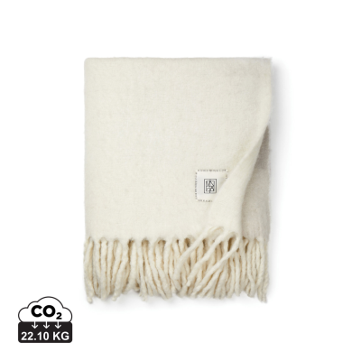 Picture of VINGA SALETTO WOOL BLEND BLANKET in White & Beige.