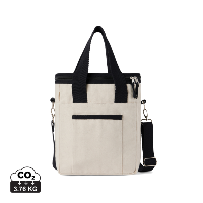 Picture of VINGA VOLONNE AWARE™ RECYCLED CANVAS COOLER TOTE BAG in Off White, Black.
