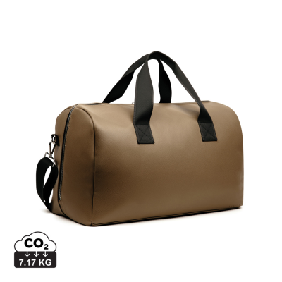 Picture of VINGA BERMOND RCS RECYCLED PU WEEKEND BAG in Brown.