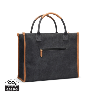 Picture of VINGA BOSLER RCS RECYCLED CANVAS TOTE BAG in Black.