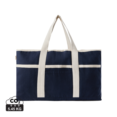Picture of VINGA VOLONNE AWARE™ RECYCLED CANVAS BEACH BAG in Navy, Off White.
