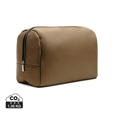 Picture of VINGA BERMOND RCS RECYCLED PU TOILETRY BAG in Brown.