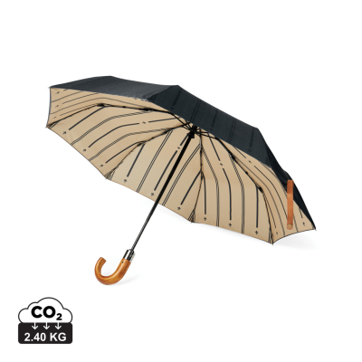 Picture of VINGA BOSLER AWARE™ RECYCLED PET 21 INCH FOLDING UMBRELLA in Black.