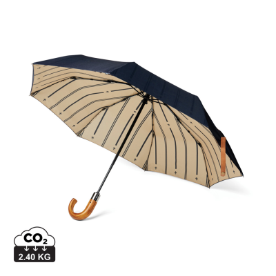 Picture of VINGA BOSLER AWARE™ RECYCLED PET 21 INCH FOLDING UMBRELLA in Navy Blue