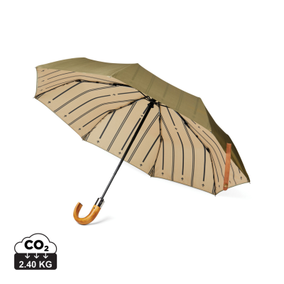 Picture of VINGA BOSLER AWARE™ RECYCLED PET 21 INCH FOLDING UMBRELLA in Green.