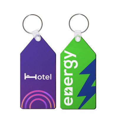 Picture of MDF HARDWOOD KEYRINGS - 45MM x 95MM in White