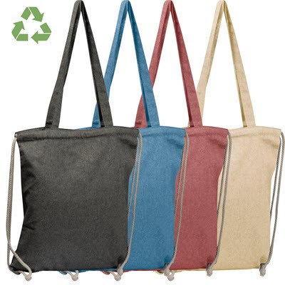 Picture of RECYCLED COTTON DRAWSTRING TOTE BAG.