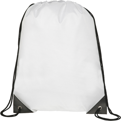 Picture of KINGSGATE RPET RECYCLED DRAWSTRING BAG in White.