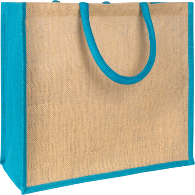 Picture of YALDING ECO JUTE SHOPPER TOTE in Natural Bright Blue