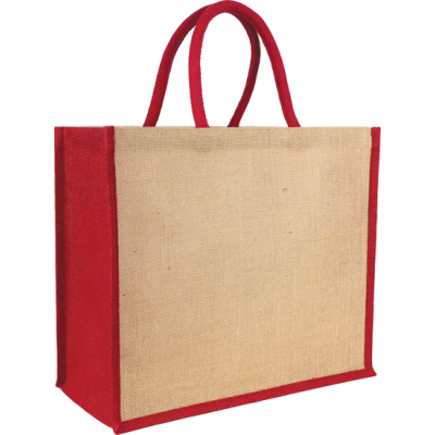 Picture of YALDING ECO JUTE SHOPPER TOTE in Nat & Red