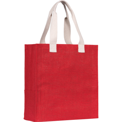 Picture of DARGATE ECO JUTE TOTE BAG in Red.