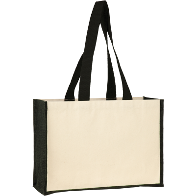 Picture of BROOKLAND ECO JUTE 10OZ CANVAS TOTE SHOPPER in Natural Black.