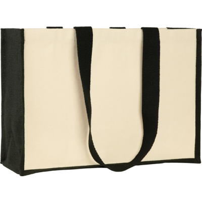 Picture of BROOKLAND ECO JUTE 10OZ CANVAS TOTE SHOPPER in Natural Black