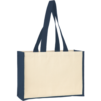 Picture of BROOKLAND ECO JUTE 10OZ CANVAS TOTE SHOPPER in Natural Navy