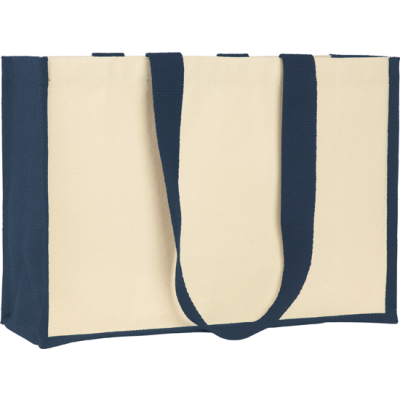 Picture of BROOKLAND ECO JUTE 10OZ CANVAS TOTE SHOPPER in Nat & Navy