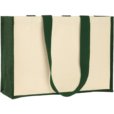 Picture of BROOKLAND ECO JUTE 10OZ CANVAS TOTE SHOPPER in Nat & Green