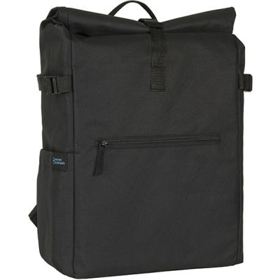 Picture of SEVENOAKS ROLL TOP RECYCLED LAPTOP BACKPACK RUCKSACK in Black.