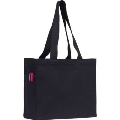 Picture of CRANBROOK 10OZ RECYCLED COTTON CANVAS TOTE SHOPPER in Black.
