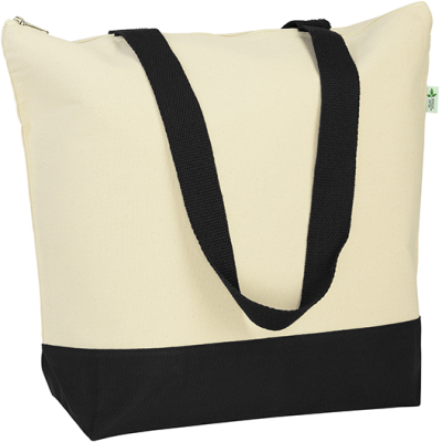 Picture of GREATSTONE ECO 12OZ (405GSM) COTTON DELUXE TOTE in Natural Black