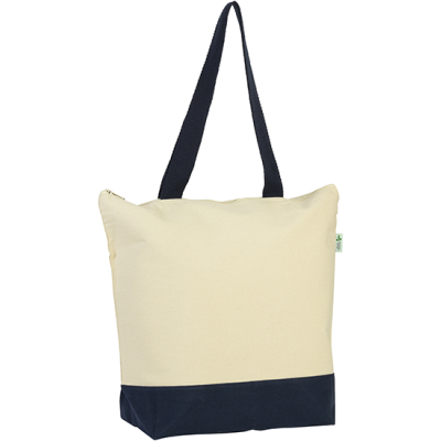 Picture of GREATSTONE ECO 12OZ (405GSM) COTTON DELUXE TOTE in Natural Navy