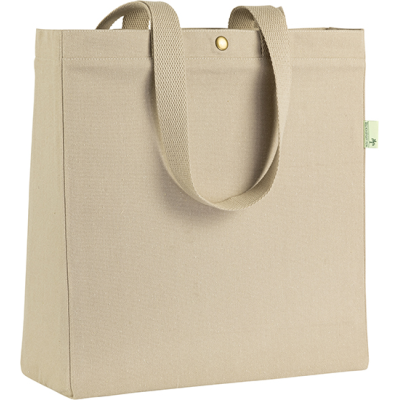 CHEVENING ECO 12OZ RECYCLED COTTON TOTE in Camel.