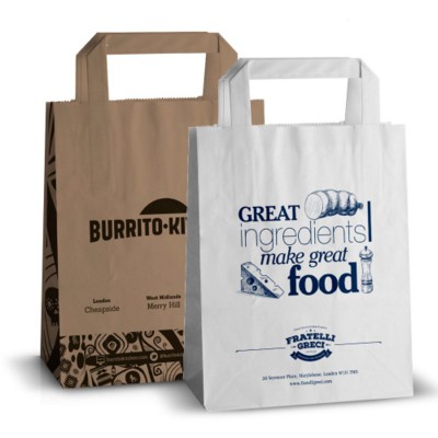 Picture of PRINTED FLAT HANDLE KRAFT PAPER BAG