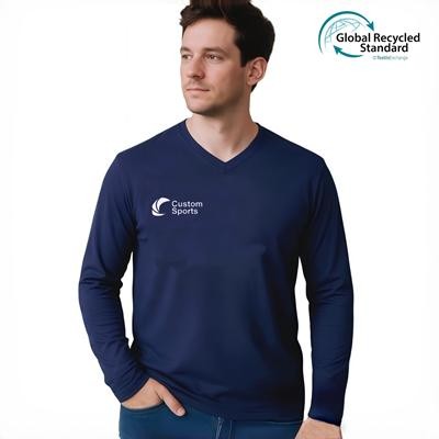 Picture of UNISEX ADULTS RPET MICRO MESH SUBLIMATED V-NECK LONG SLEEVES SHIRT