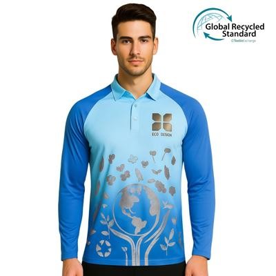 Picture of UNISEX ADULTS RPET MILK SILK SUBLIMATED RAGLAN LONG SLEEVES POLO