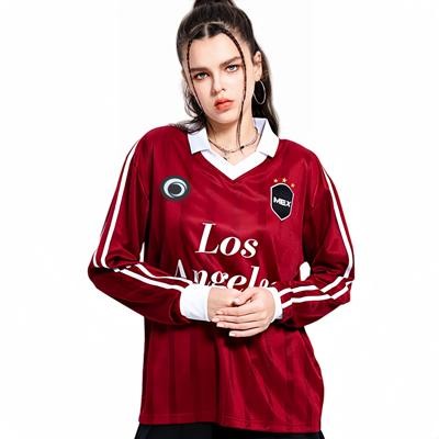 Picture of 100% POLYESTER MILK SILK UNISEX SUBLIMATION RETRO LOOG SLEEVES POLO FOOTBALL JERSEY