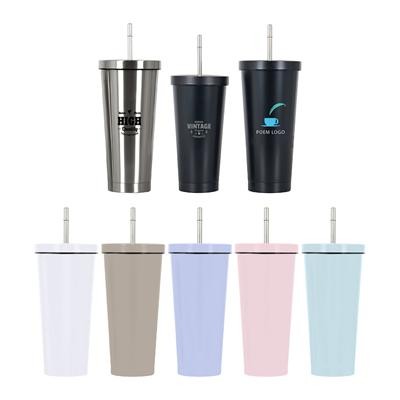 Picture of 480ML & 650ML DOUBLE WALL STAINLESS STEEL METAL TUMBLER with Straw
