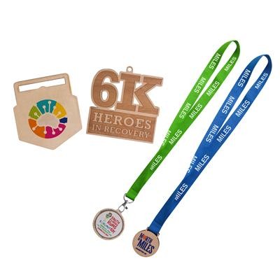 Picture of CUSTOM SHAPE WOOD MEDAL with Bamboo Lanyard