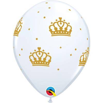 Picture of 11 INCH GOLD CROWNS WHITE LATEX BALLOON 25 BALLOON