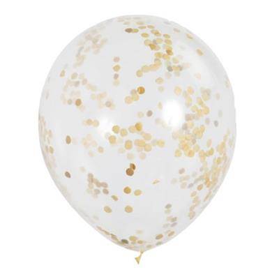 Picture of 12 INCH CLEAR TRANSPARENT LATEX BALLOON with Gold Confetti 6