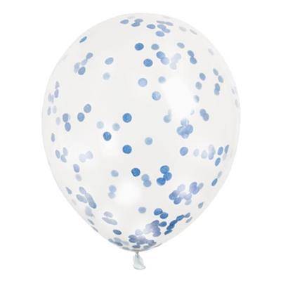 Picture of 12 INCH CLEAR TRANSPARENT LATEX BALLOON with Royal Blue Confetti 6